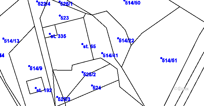 Parcela st. 514/41 v KÚ Hamr, Katastrální mapa