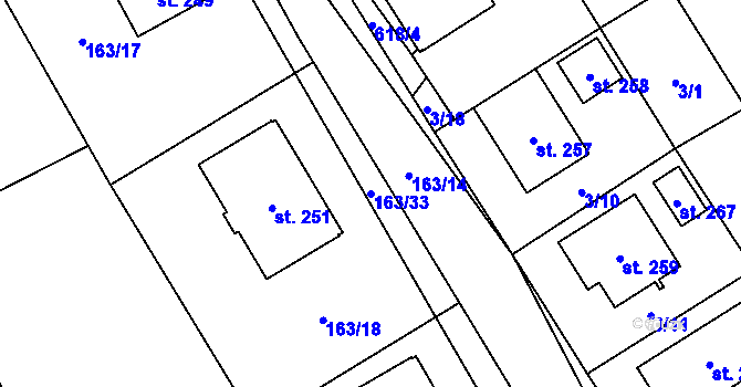 Parcela st. 163/33 v KÚ Hamr, Katastrální mapa
