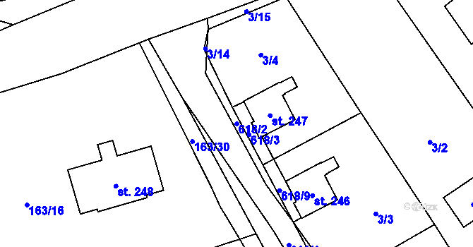 Parcela st. 618/2 v KÚ Hamr, Katastrální mapa