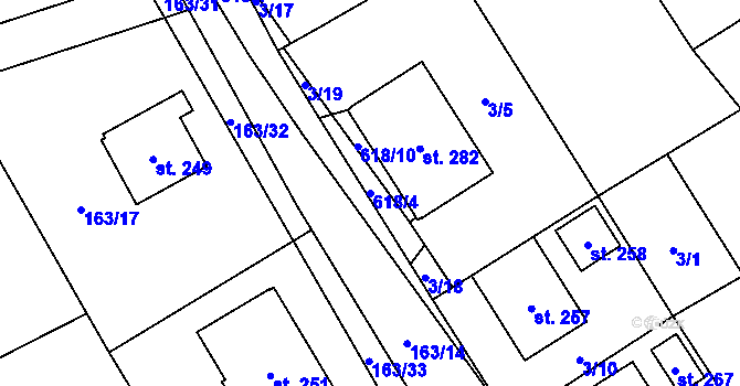 Parcela st. 618/4 v KÚ Hamr, Katastrální mapa