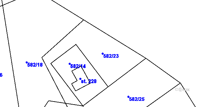Parcela st. 582/23 v KÚ Hamr, Katastrální mapa