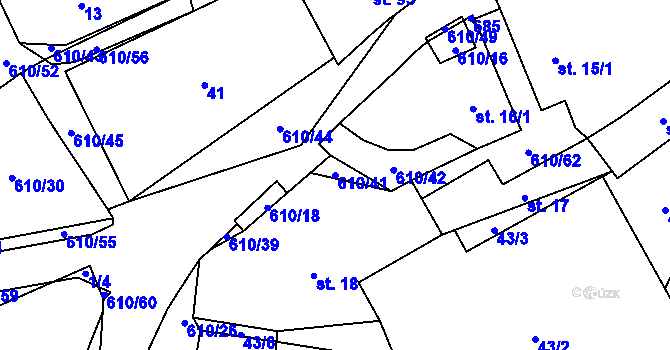 Parcela st. 610/41 v KÚ Hamr, Katastrální mapa
