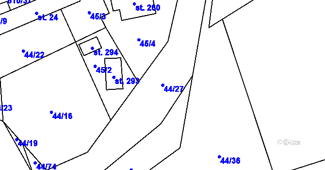 Parcela st. 44/27 v KÚ Hamr, Katastrální mapa