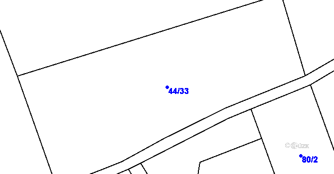 Parcela st. 44/33 v KÚ Hamr, Katastrální mapa
