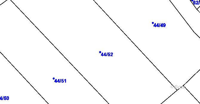 Parcela st. 44/52 v KÚ Hamr, Katastrální mapa