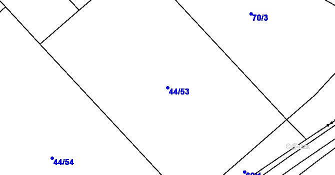 Parcela st. 44/53 v KÚ Hamr, Katastrální mapa