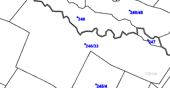 Parcela st. 246/33 v KÚ Hamr, Katastrální mapa