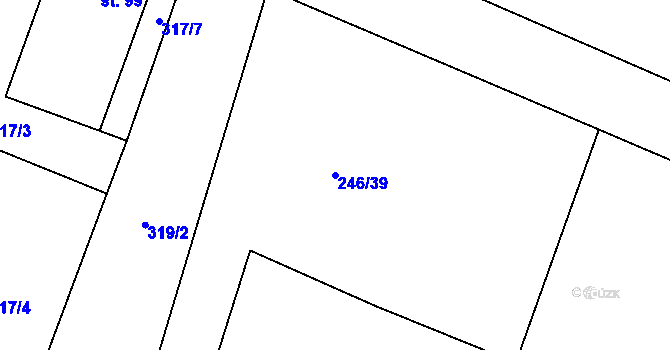 Parcela st. 246/39 v KÚ Hamr, Katastrální mapa