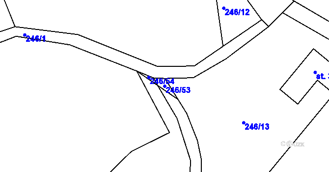 Parcela st. 246/53 v KÚ Hamr, Katastrální mapa