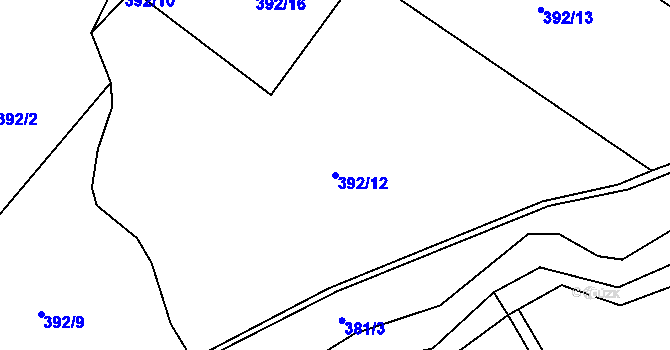 Parcela st. 392/12 v KÚ Hamr, Katastrální mapa