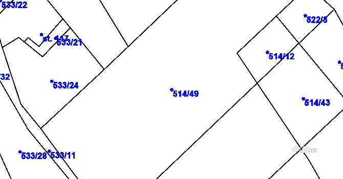 Parcela st. 514/49 v KÚ Hamr, Katastrální mapa