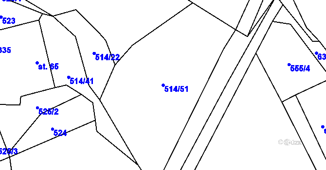 Parcela st. 514/51 v KÚ Hamr, Katastrální mapa
