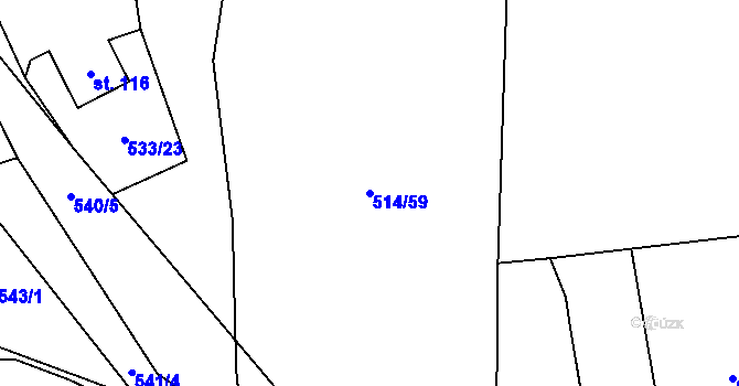 Parcela st. 514/59 v KÚ Hamr, Katastrální mapa