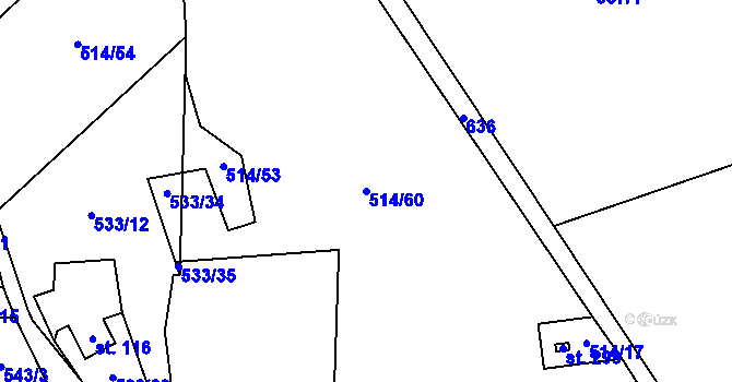 Parcela st. 514/60 v KÚ Hamr, Katastrální mapa