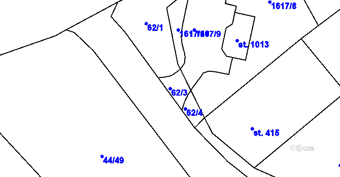 Parcela st. 62/3 v KÚ Hamr, Katastrální mapa