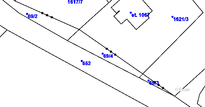 Parcela st. 69/4 v KÚ Hamr, Katastrální mapa