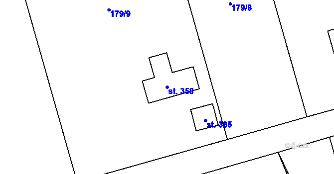 Parcela st. 358 v KÚ Hamr, Katastrální mapa