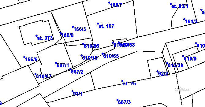 Parcela st. 610/65 v KÚ Hamr, Katastrální mapa