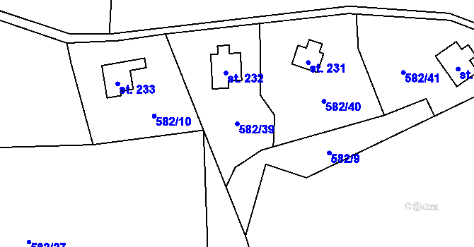 Parcela st. 582/39 v KÚ Hamr, Katastrální mapa