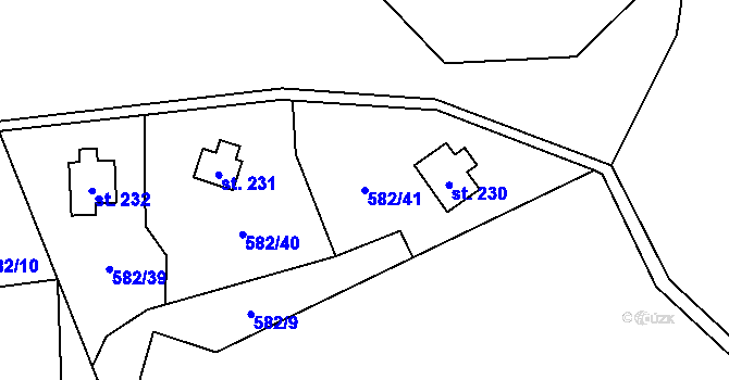 Parcela st. 582/41 v KÚ Hamr, Katastrální mapa