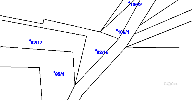 Parcela st. 82/16 v KÚ Hamr na Jezeře, Katastrální mapa