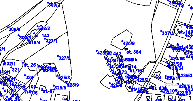 Parcela st. 425/20 v KÚ Hamr na Jezeře, Katastrální mapa
