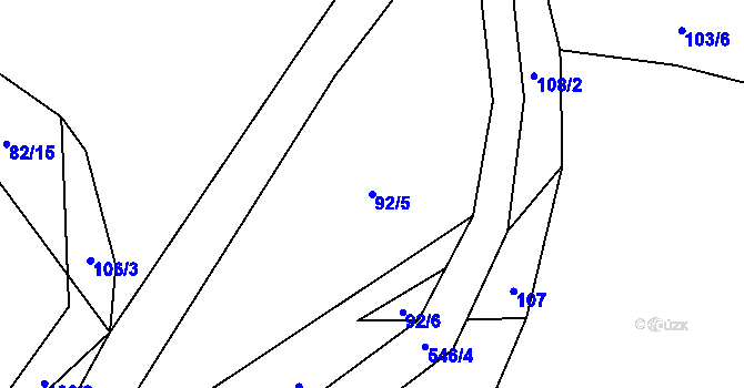 Parcela st. 92/5 v KÚ Hamr na Jezeře, Katastrální mapa