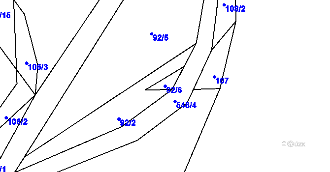 Parcela st. 92/6 v KÚ Hamr na Jezeře, Katastrální mapa
