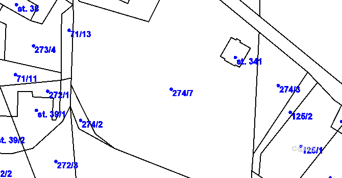 Parcela st. 274/7 v KÚ Hamr na Jezeře, Katastrální mapa