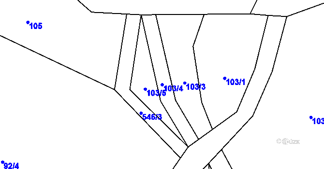 Parcela st. 103/4 v KÚ Hamr na Jezeře, Katastrální mapa