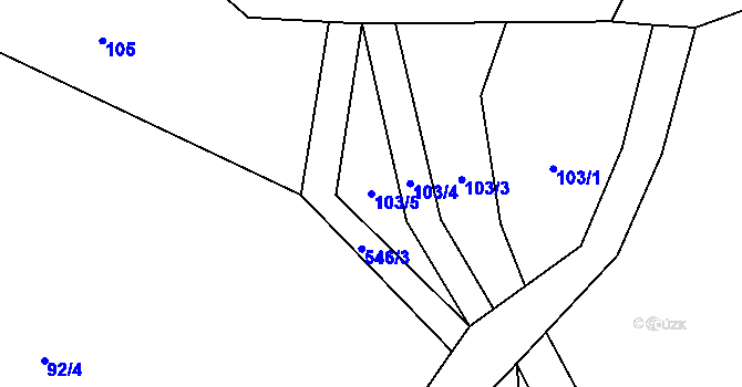 Parcela st. 103/5 v KÚ Hamr na Jezeře, Katastrální mapa