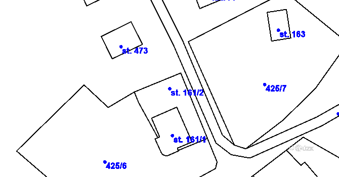 Parcela st. 161/2 v KÚ Hamr na Jezeře, Katastrální mapa
