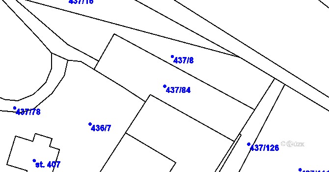 Parcela st. 437/84 v KÚ Hamr na Jezeře, Katastrální mapa