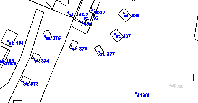 Parcela st. 377 v KÚ Hamr na Jezeře, Katastrální mapa