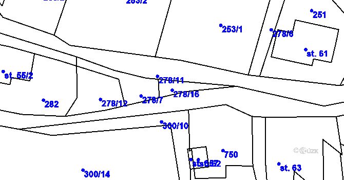 Parcela st. 278/16 v KÚ Hamr na Jezeře, Katastrální mapa
