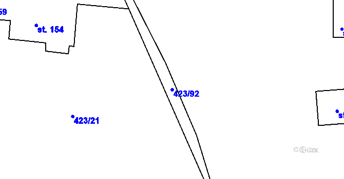 Parcela st. 423/92 v KÚ Hamr na Jezeře, Katastrální mapa