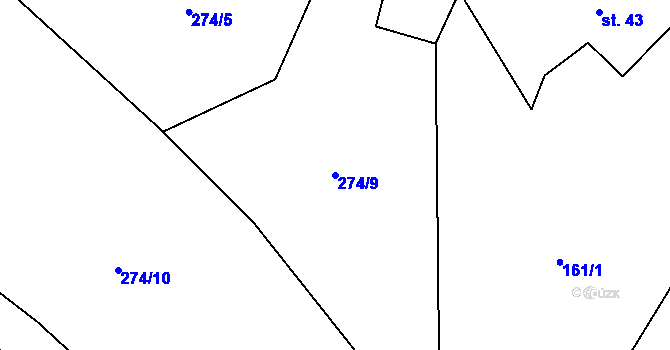 Parcela st. 274/9 v KÚ Hamr na Jezeře, Katastrální mapa