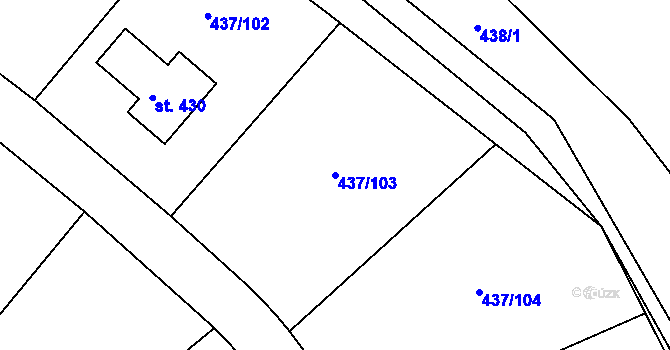 Parcela st. 437/103 v KÚ Hamr na Jezeře, Katastrální mapa