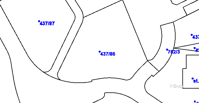 Parcela st. 437/86 v KÚ Hamr na Jezeře, Katastrální mapa