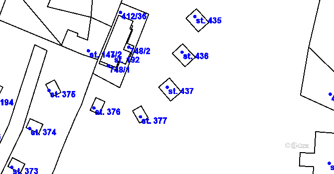 Parcela st. 437 v KÚ Hamr na Jezeře, Katastrální mapa