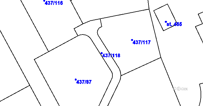 Parcela st. 437/118 v KÚ Hamr na Jezeře, Katastrální mapa
