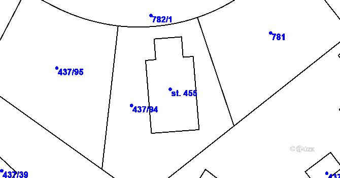 Parcela st. 455 v KÚ Hamr na Jezeře, Katastrální mapa