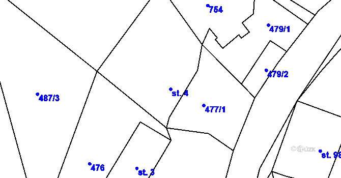 Parcela st. 4 v KÚ Hamr na Jezeře, Katastrální mapa
