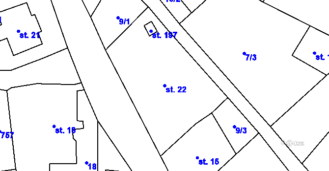Parcela st. 22 v KÚ Hamr na Jezeře, Katastrální mapa
