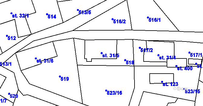 Parcela st. 31/5 v KÚ Hamr na Jezeře, Katastrální mapa