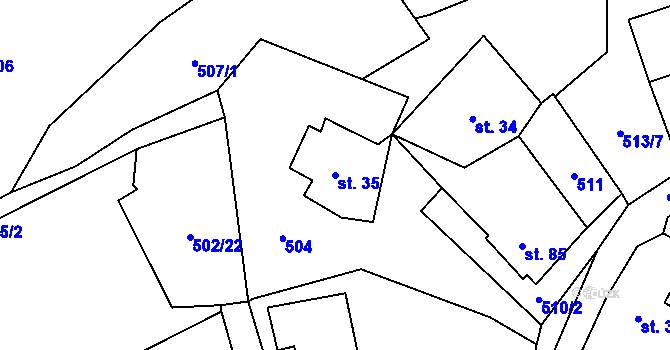Parcela st. 35 v KÚ Hamr na Jezeře, Katastrální mapa
