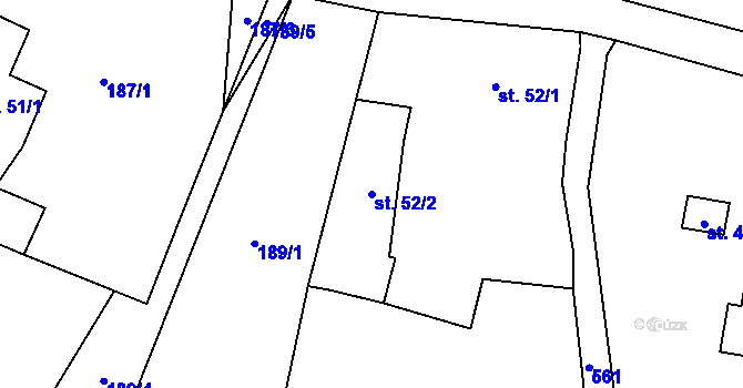 Parcela st. 52/2 v KÚ Hamr na Jezeře, Katastrální mapa