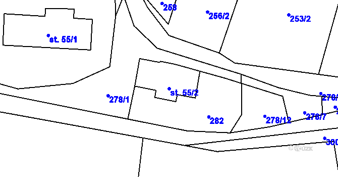 Parcela st. 55/2 v KÚ Hamr na Jezeře, Katastrální mapa