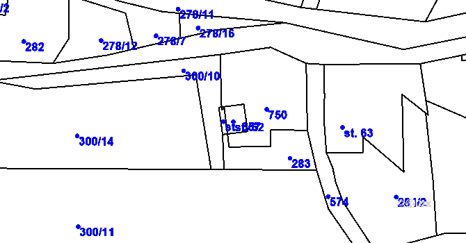 Parcela st. 62 v KÚ Hamr na Jezeře, Katastrální mapa