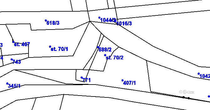 Parcela st. 70/2 v KÚ Hamr na Jezeře, Katastrální mapa